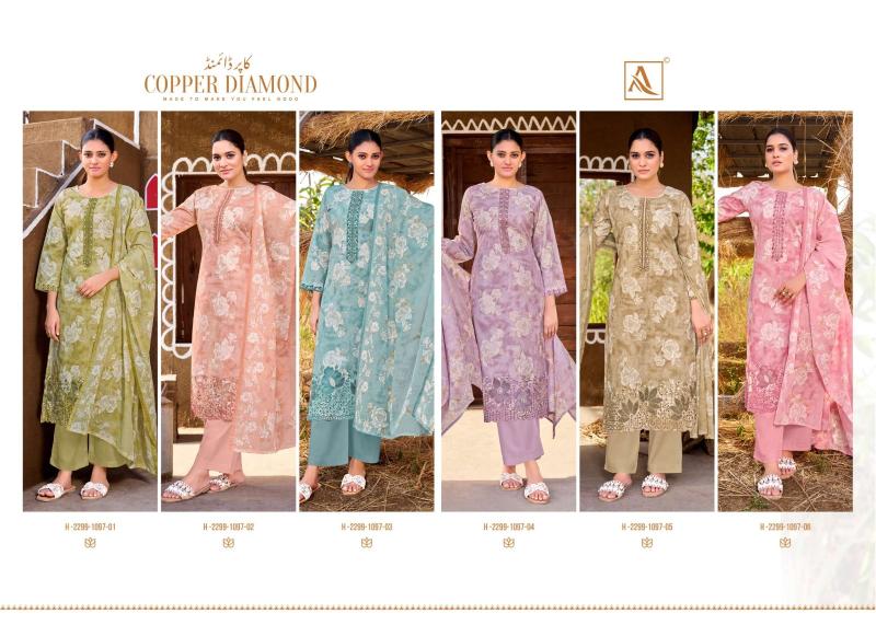 Alok jade copper diamond surat chdhidar dress material wholesale